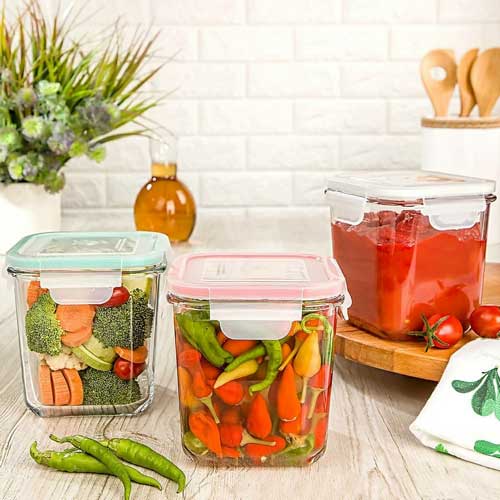 ظرف شیشه ای مربع دربدار 860 میلی لیتری لیمون 1984