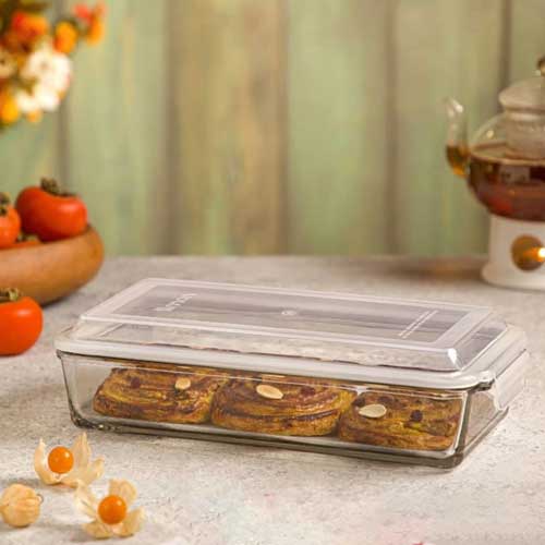 ظرف شیشه ای مستطیل 1.4 لیتر لیمون 2050