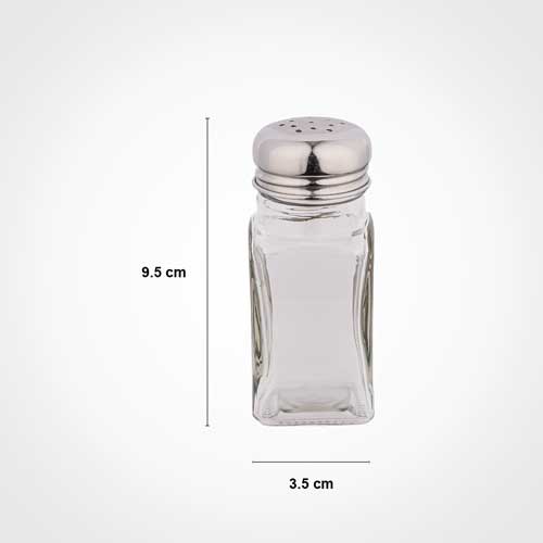 نمک پاش چهارگوش شیشه ای دو عددی درب استیل لیمون 2053