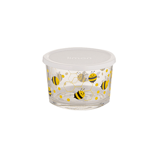 ظرف شیشه ای دربدار 190 میلی لیتر چاپ دار لیمون 2068