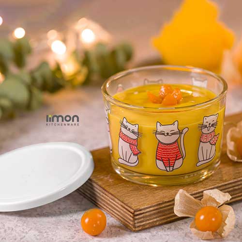 ظرف شیشه ای دربدار 190 میلی لیتر چاپ دار لیمون 2068
