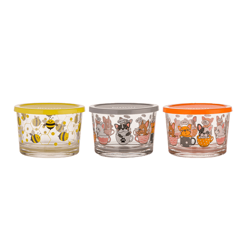 ظرف شیشه ای دربدار 190 میلی لیتر چاپ دار لیمون 2068