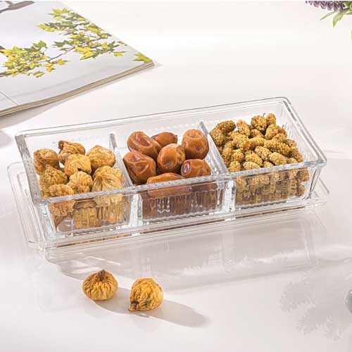 اردورخوری شیشه ای سه خانه درب اکرولیک لیمون 2101