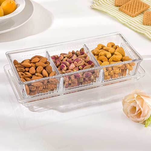 اردورخوری شیشه ای سه خانه درب اکرولیک لیمون 2101
