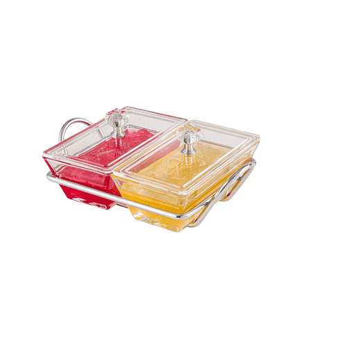 اردوخوری شیشه ای مستطیل 2خانه لیمون 2103