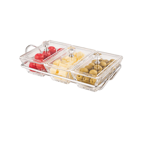 اردوخوری شیشه ای مستطیل 3خانه لیمون 2104