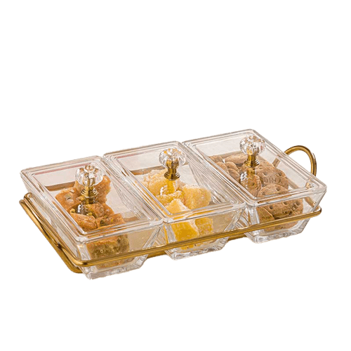 اردوخوری شیشه ای مستطیل 3خانه لیمون 2104
