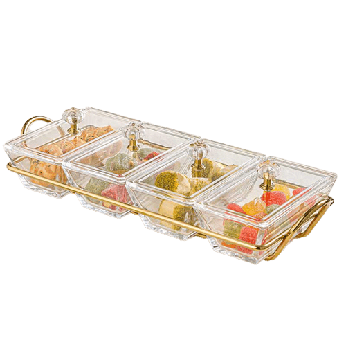 اردوخوری شیشه ای مستطیل 4خانه لیمون 2105