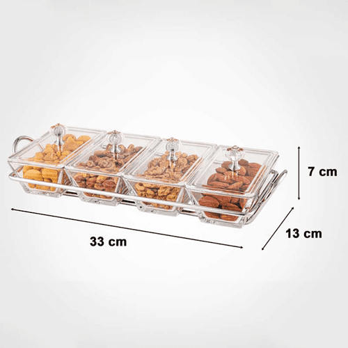 اردوخوری شیشه ای مستطیل 4خانه لیمون 2105