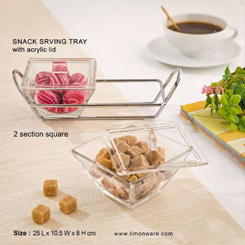 اردوخوری شیشه ای مربع 2خانه لیمون 2106