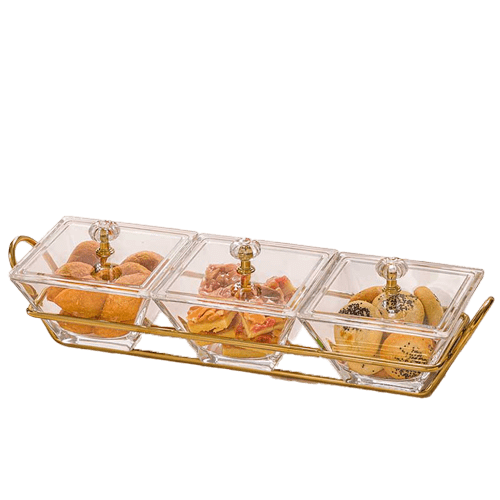اردوخوری شیشه ای مربع 3خانه لیمون 2107