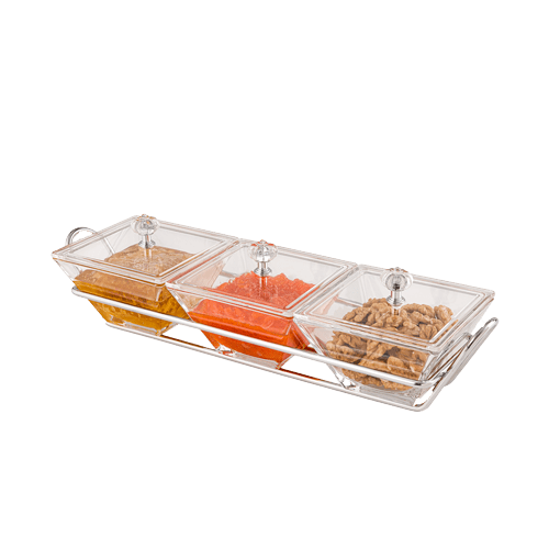 اردوخوری شیشه ای مربع 3خانه لیمون 2107