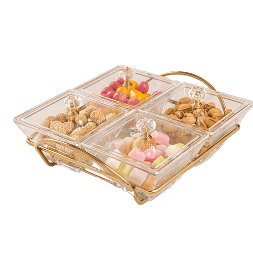 اردوخوری شیشه ای مربع 4خانه لیمون 2108