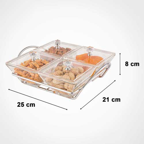 اردوخوری شیشه ای مربع 4خانه لیمون 2108