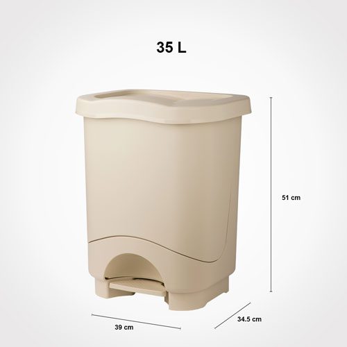 سطل پدالی چهار گوش ساده 35 لیتر لیمون 1856