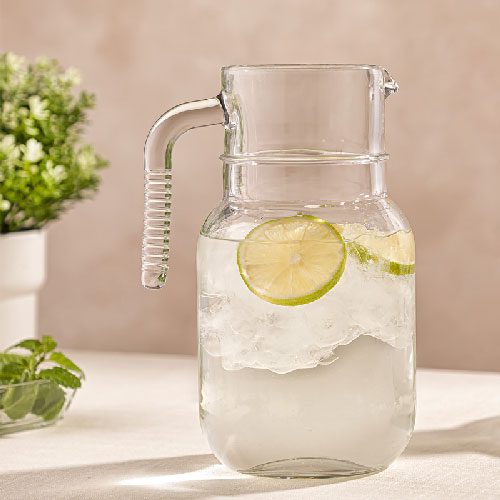 پارچ شیشه ای 1.5 لیتر دسته دار لیمون طرح ساده