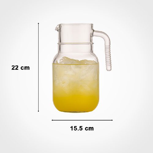 پارچ شیشه ای 1.5 لیتر دسته دار لیمون طرح ساده