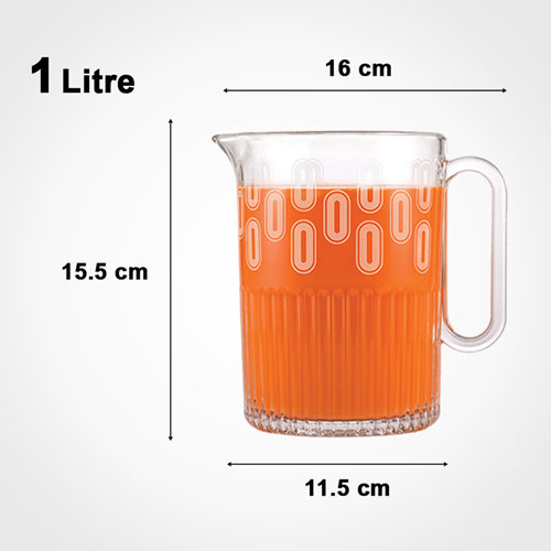 ست پارچ و لیوان شیشه ای شیاردار چاپدار لیمون 2318